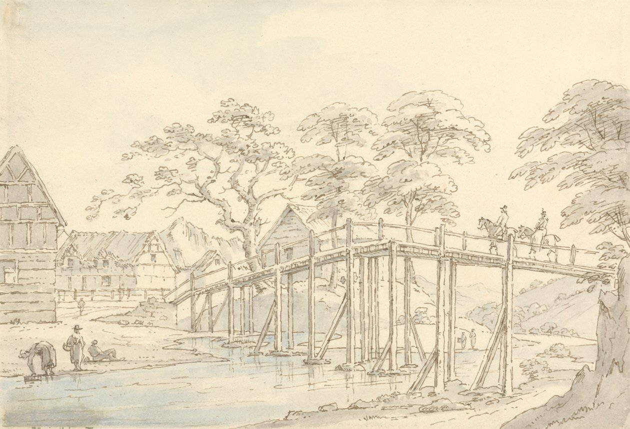 Brücke über den Severn in Newtown, Blick flussaufwärts von Thomas Sunderland
