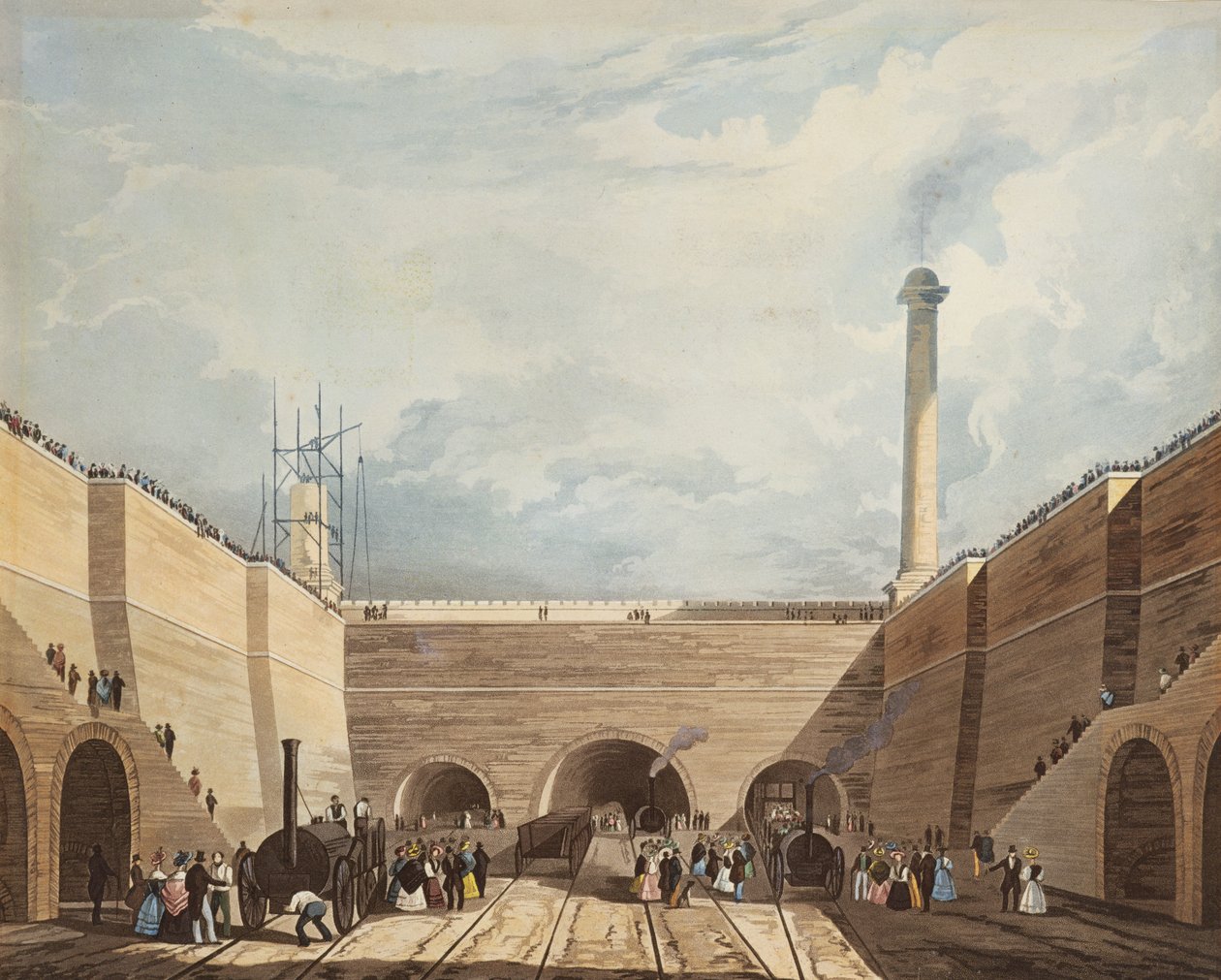 Eingang der Eisenbahn bei Edge Hill, Liverpool, graviert von H. Pyall, 1831 von Thomas Talbot Bury