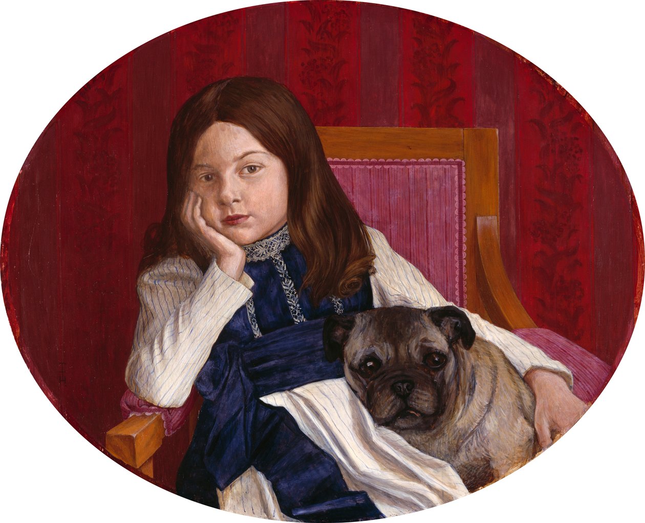 Johanna, die Tochter des Künstlers mit Mops von Thomas Theodor Heine