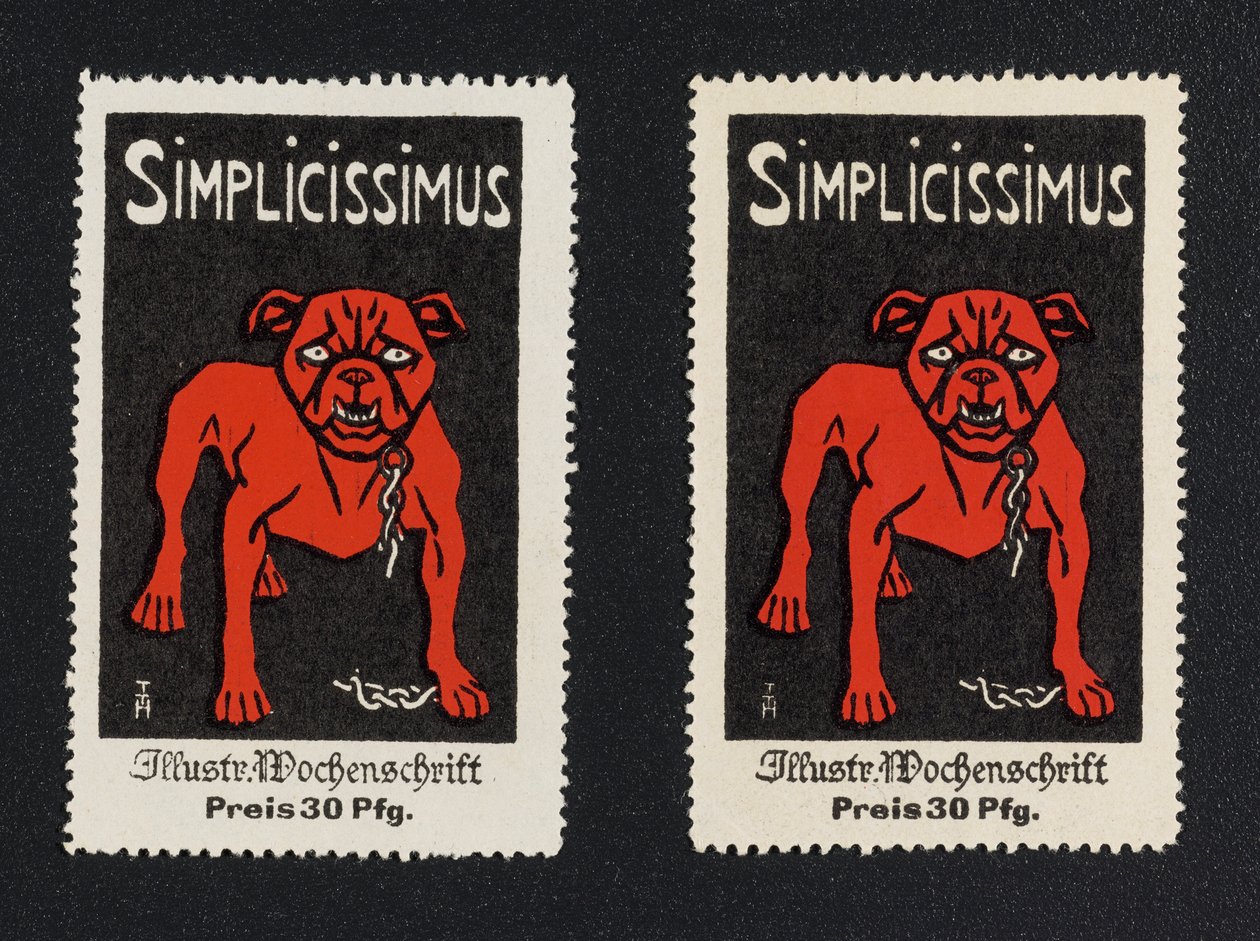Werbemarke "Simplicissimus 30 Pfg." von Thomas Theodor Heine