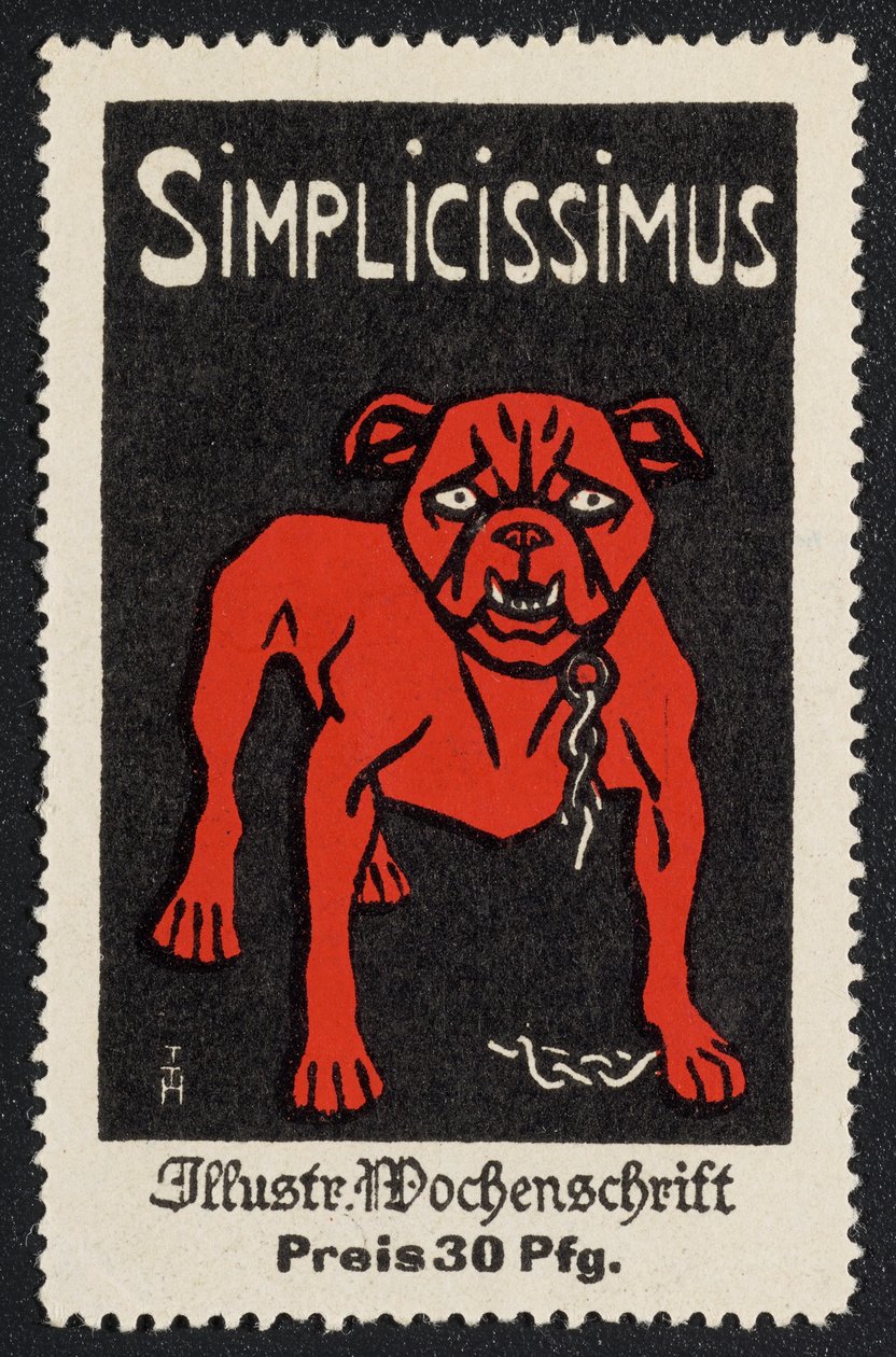 Reklamemarke "Simplicissimus 30 Pfg." von Thomas Theodor Heine