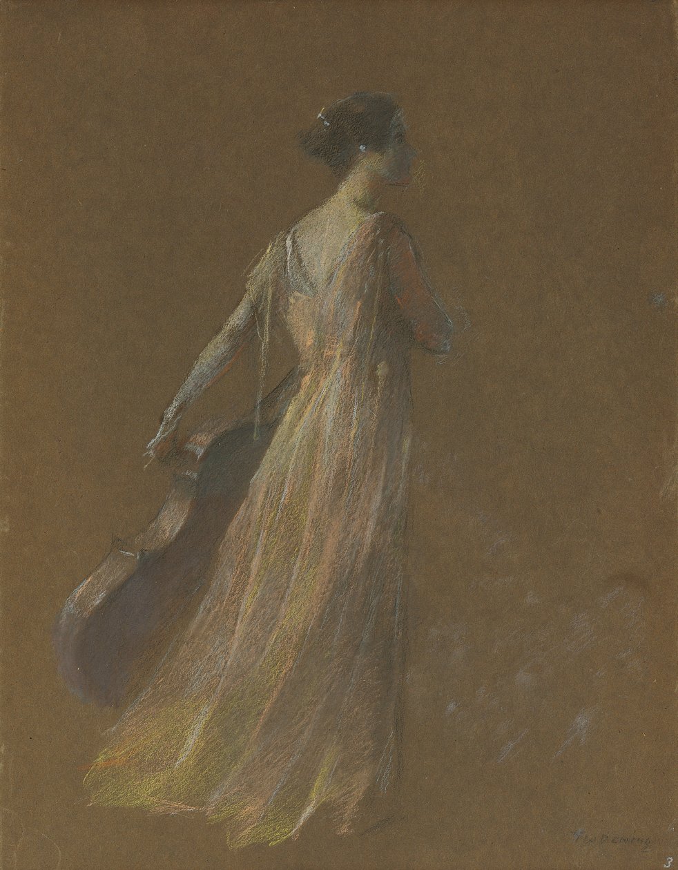 Dame, die ein Cello hält von Thomas Wilmer Dewing