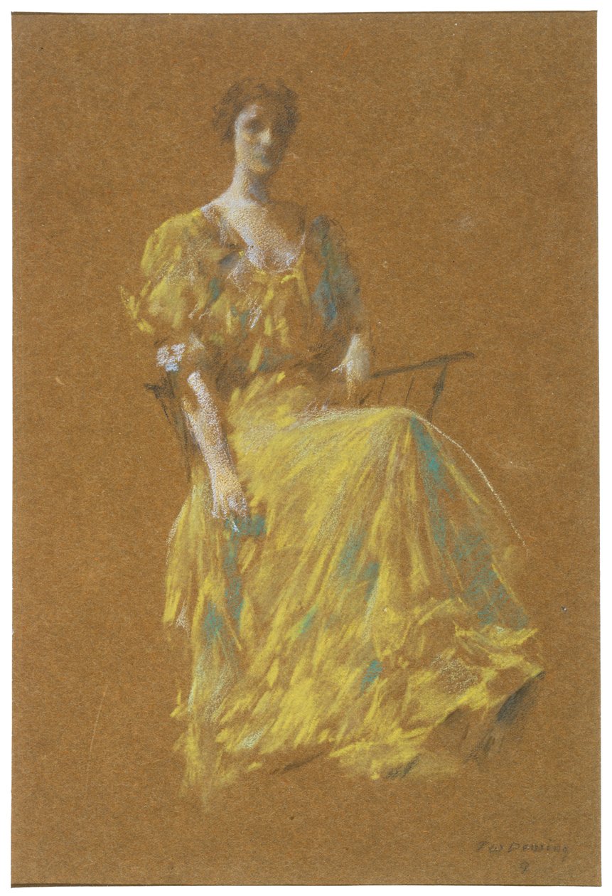 Dame in Grün von Thomas Wilmer Dewing