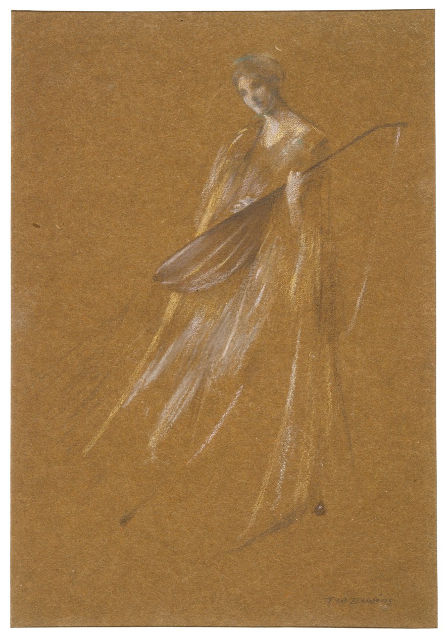 Dame mit Laute von Thomas Wilmer Dewing