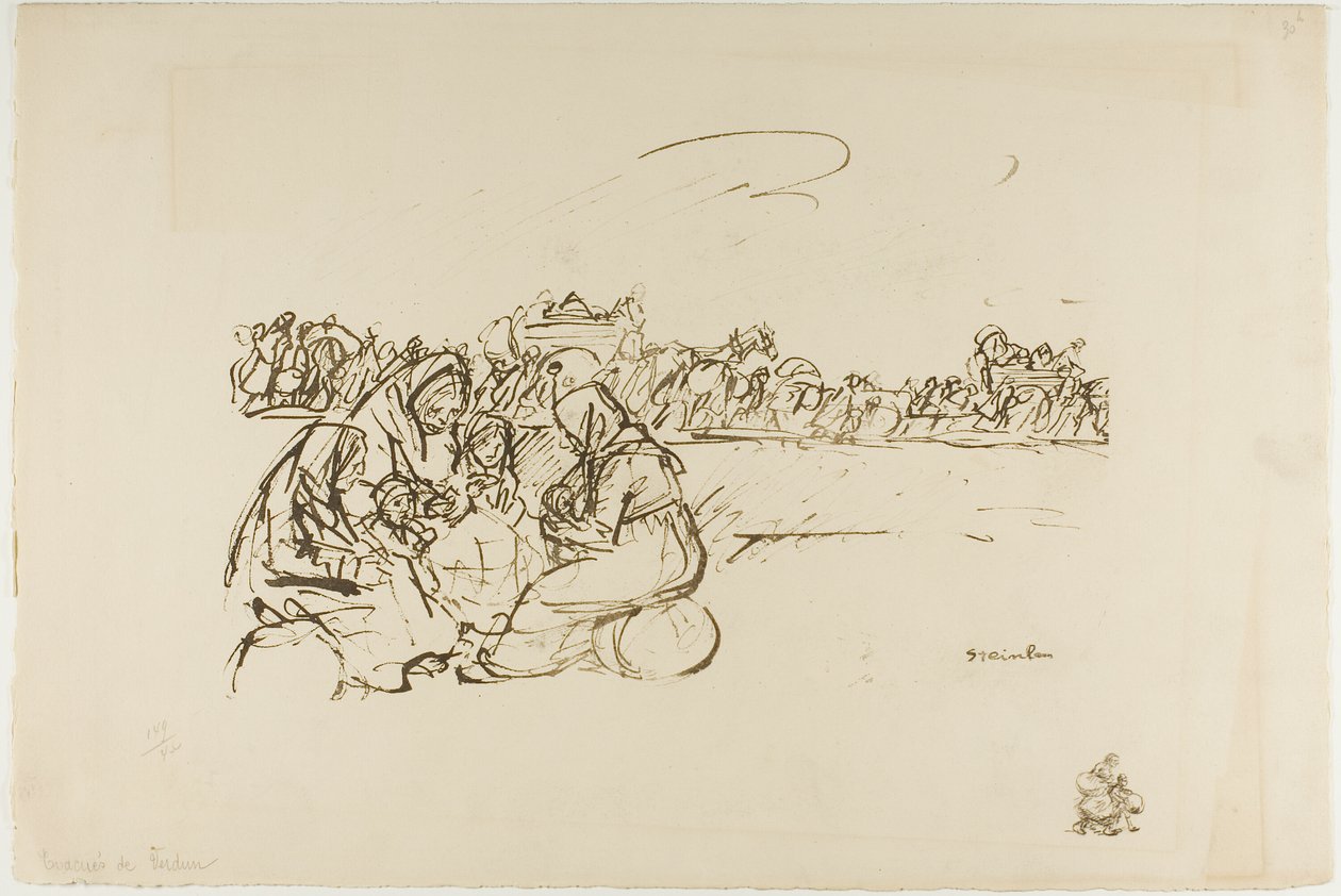 Evakuierte aus Verdun, Platte dreißig aus Actualités von Théophile Alexandre Pierre Steinlen