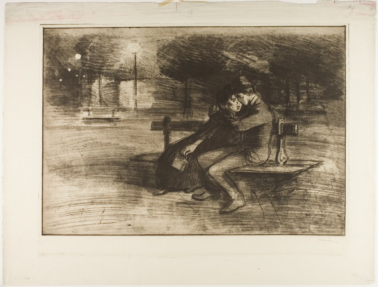 Liebende auf einer Bank von Théophile Alexandre Pierre Steinlen