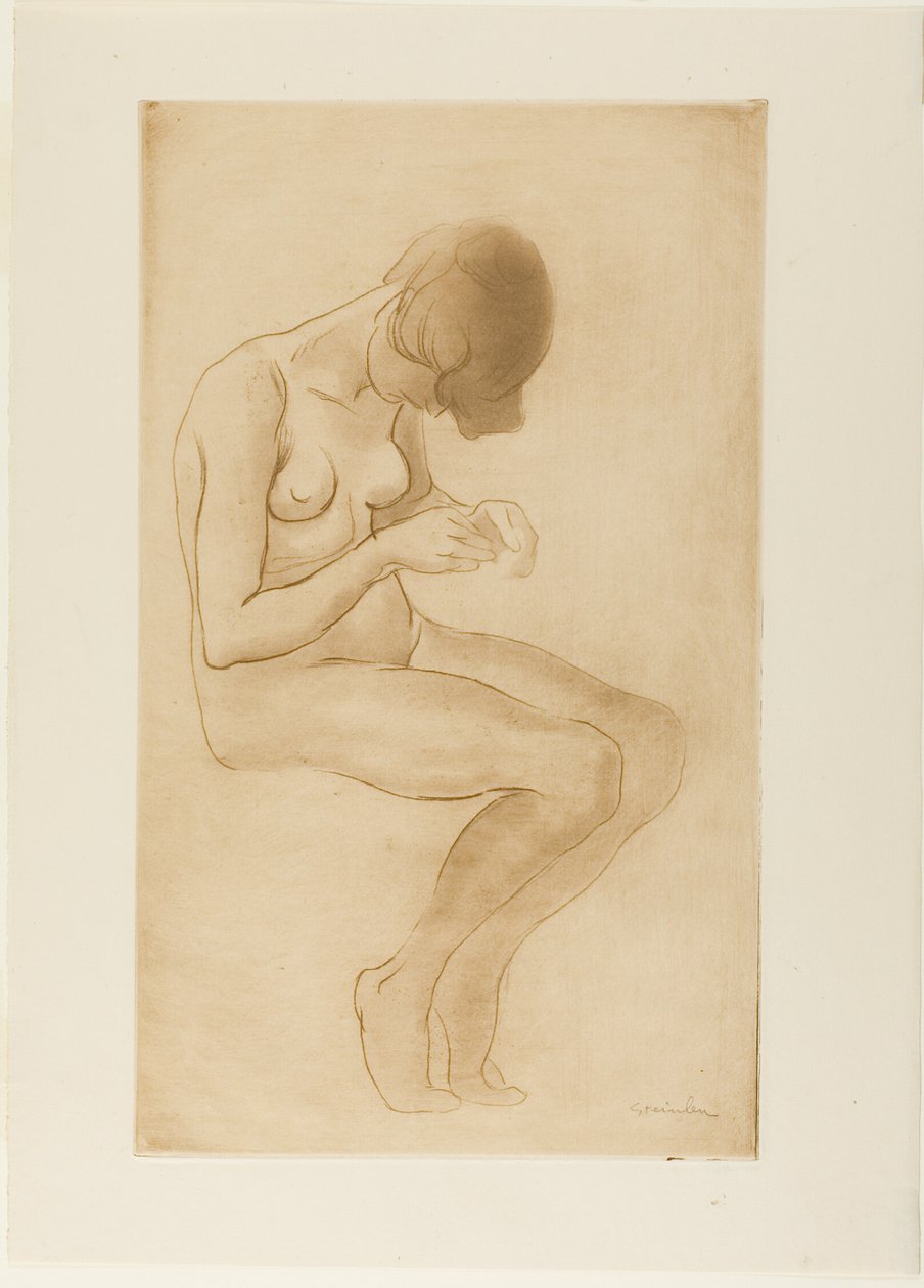 Frau, die ihre Nägel macht von Théophile Alexandre Pierre Steinlen