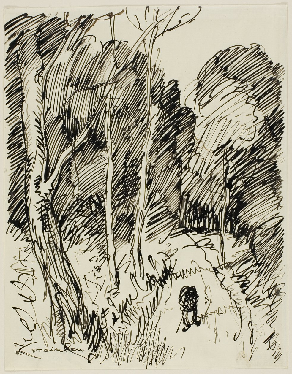 Waldlandschaft mit Vagabund von Théophile Alexandre Pierre Steinlen