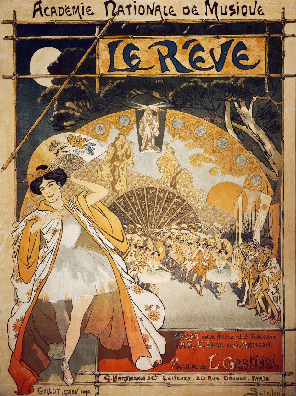 Plakat für Le Reve, Ballett von Alfred-Edouard Blau und Joseph Hansen, Musik von Leon Gastinel, Academie Nationale de Musique, Paris, veröffentlicht von Hartmann, Paris von Théophile Alexandre Steinlen