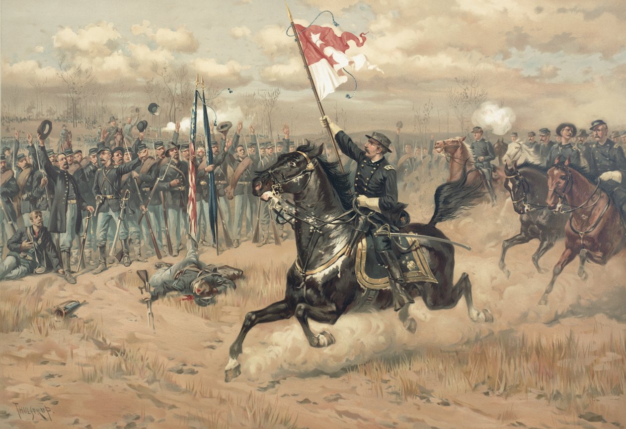 Sheridans berühmter Ritt in der Schlacht von Cedar Creek, Virginia, 1864 von Thure de Thulstrup