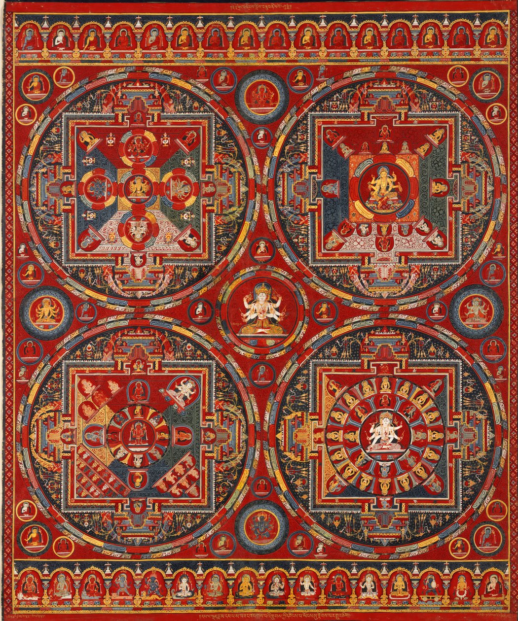 Sakya-Orden. Vier Mandalas der Vajravali-Serie Thangka von Tibetan culture