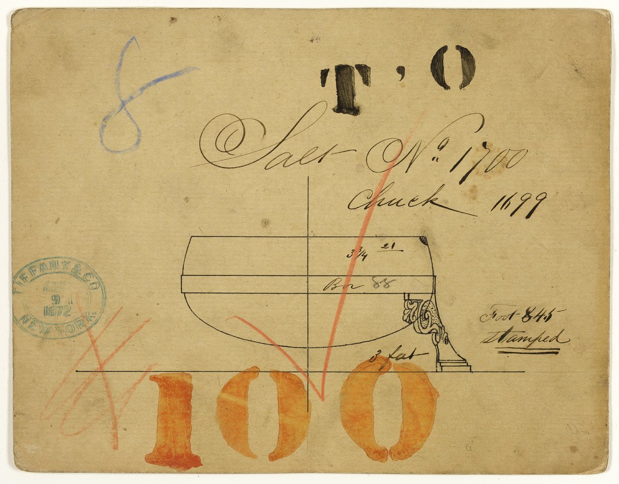 Entwurf für Salzgefäß Nr. 1700 von Tiffany and Company
