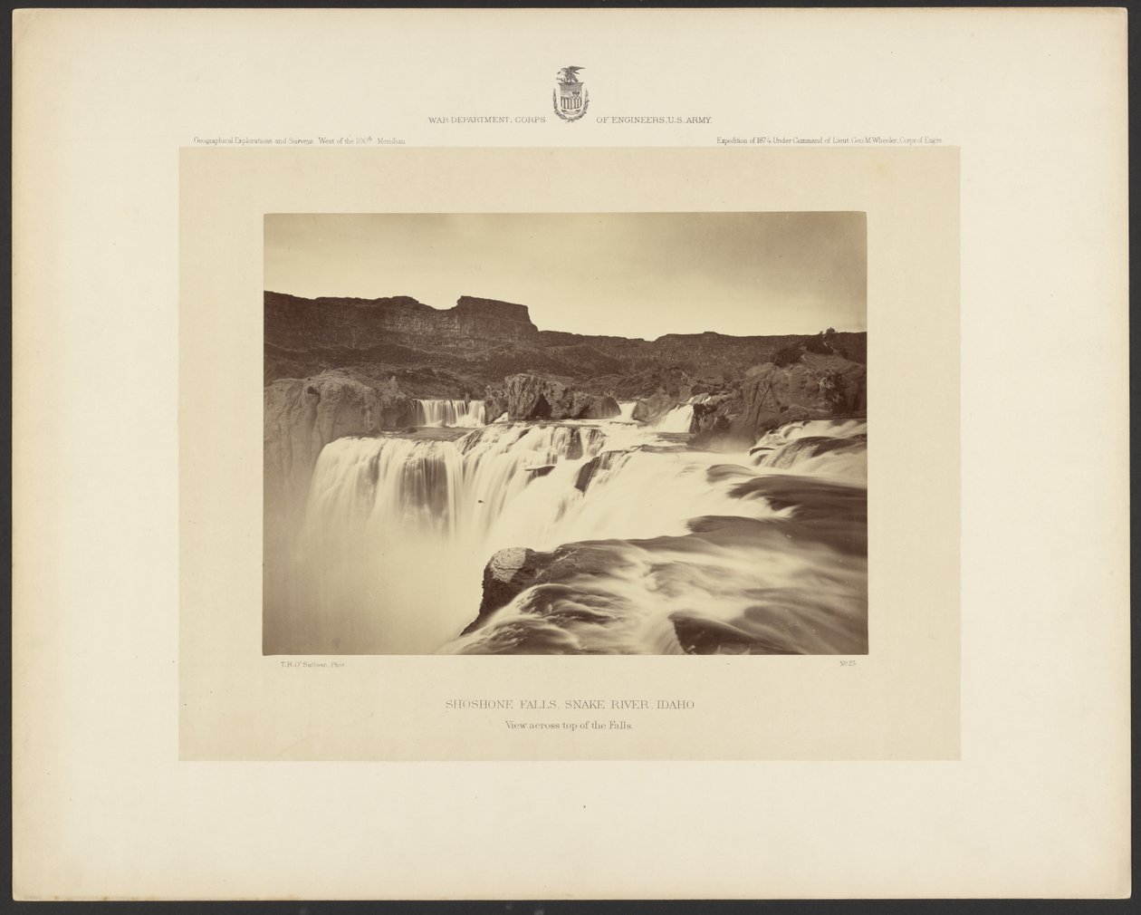 Shoshone Falls, Snake River, Idaho, Ansicht über die Wasserfälle von Timothy H. OSullivan