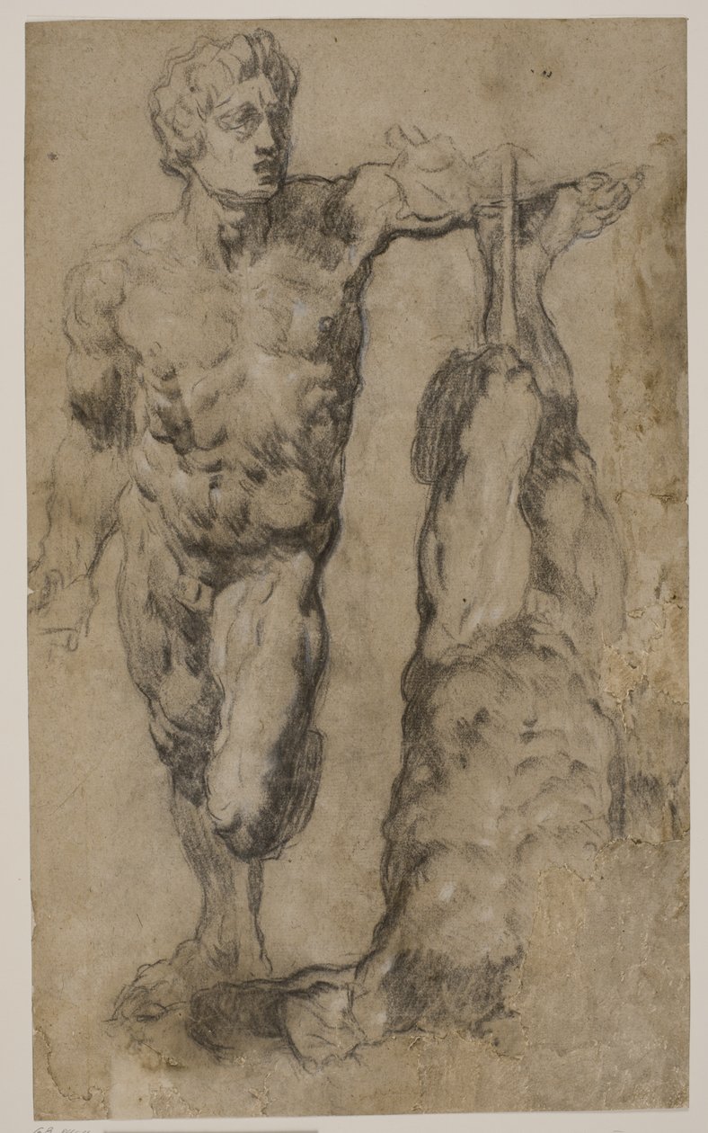Zwei Studien einer Skulptur einer männlichen Figur von Tintoretto