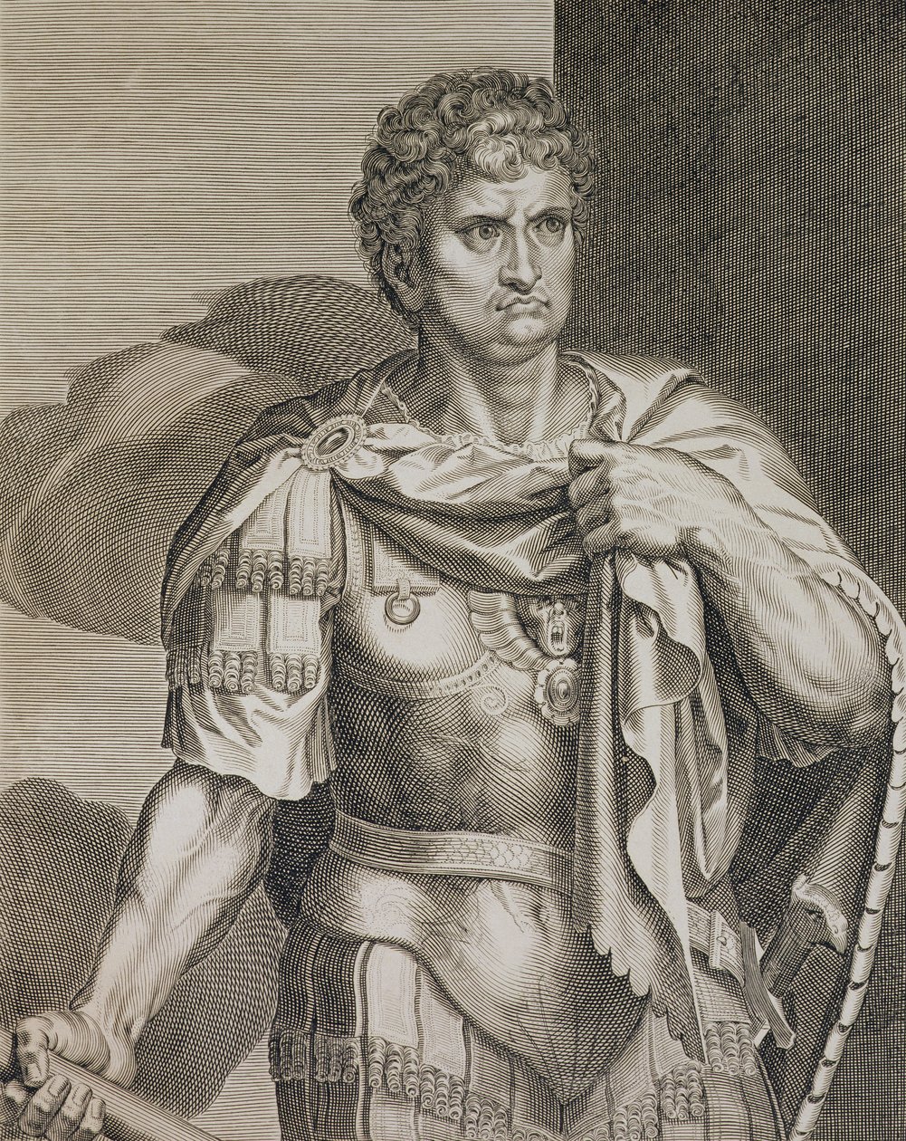 Nero Claudius Caesar, Kaiser von Rom 54-68 n. Chr., graviert von Aegidius Sadeler (1570-1629) von Tiziano Vecelli