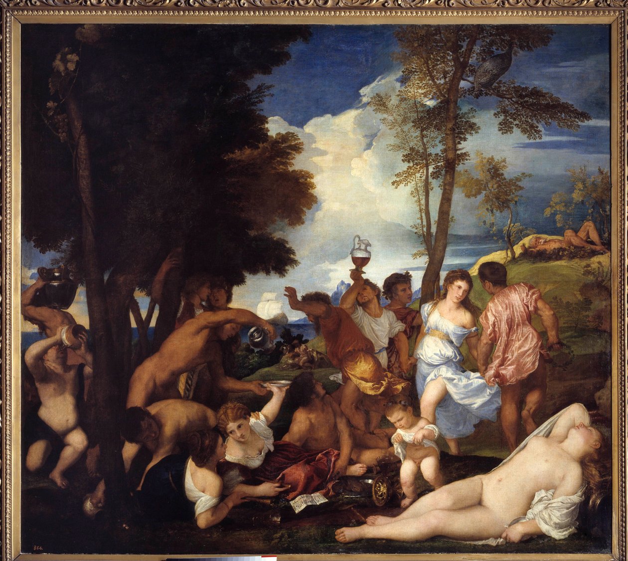 Ankunft des Bacchus auf der Insel Andros (Bacchanal der Andrier) von Tiziano Vecelli