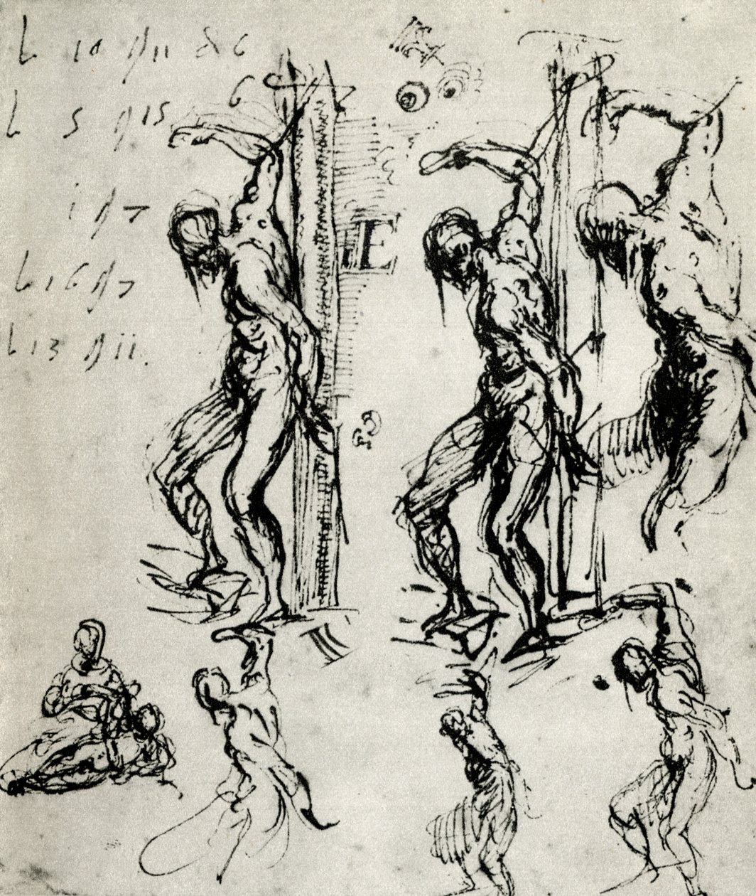Skizzen für den St. Sebastian in Brescia von Tiziano Vecelli