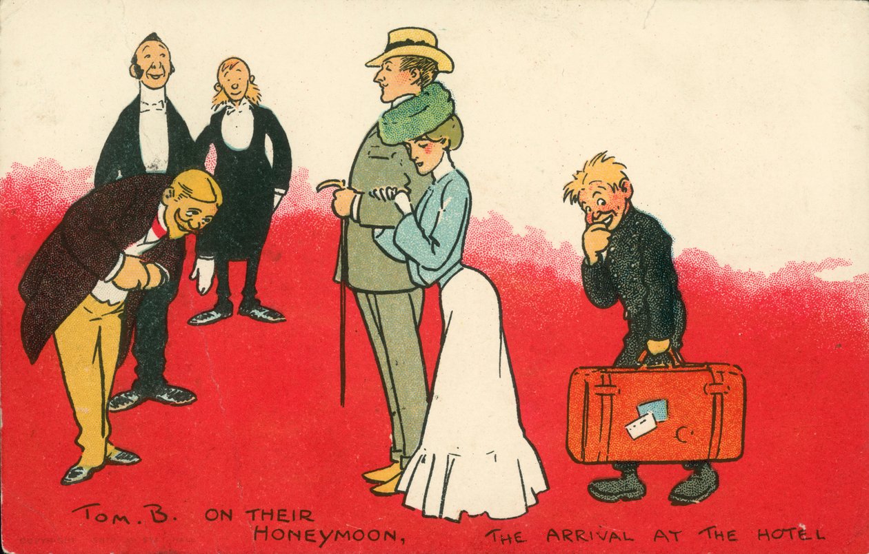 Auf ihrer Hochzeitsreise, die Ankunft im Hotel von Tom Browne