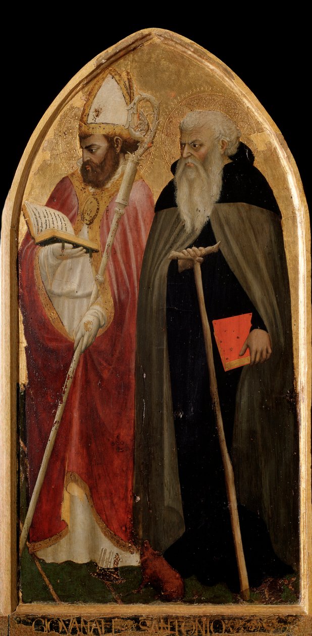 San Giovenale Triptychon: Rechtes Panel mit dem Heiligen Antonius dem Großen und dem Heiligen Juvenal von Tommaso Masaccio
