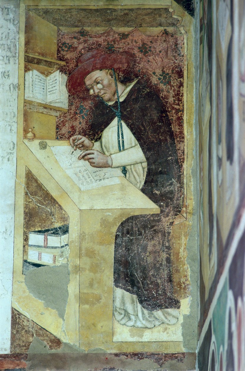 Hugues de Provence an seinem Schreibtisch, aus dem Zyklus "Vierzig berühmte Mitglieder des Dominikanerordens" im Kapitelsaal 1342 von Tommaso da Modena