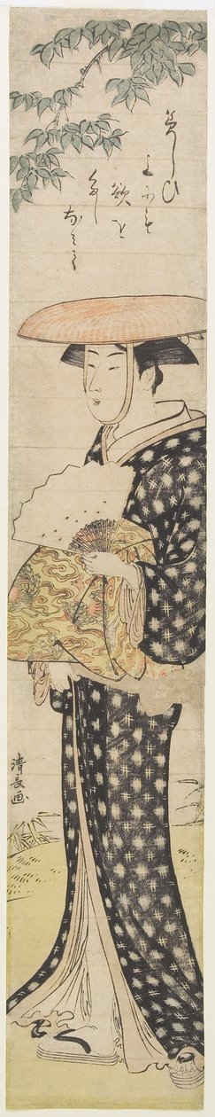 (Eine Frau mit Hut geht unter einem Baum), 1782 von Torii Kiyonaga