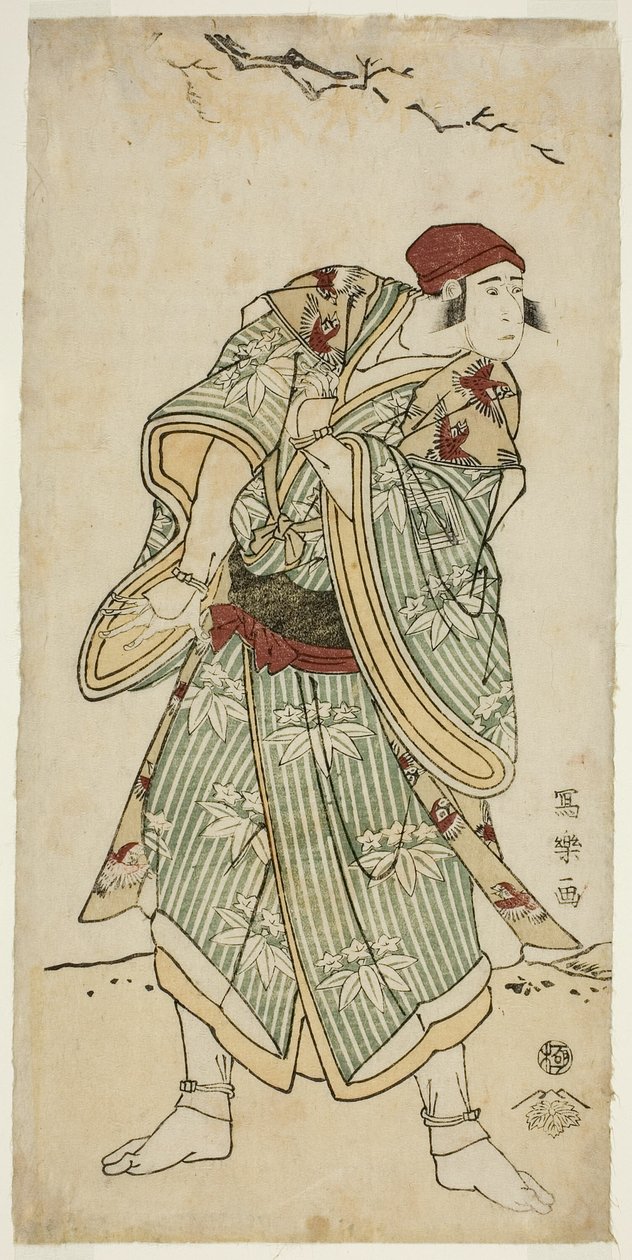 Der Schauspieler Ichikawa Yaozo III als Spatzenverkäufer Bunji Yasukata (Sandai-me Ichikawa Yaozo no suzume uri Bunji Yasukata) von Toshusai Sharaku