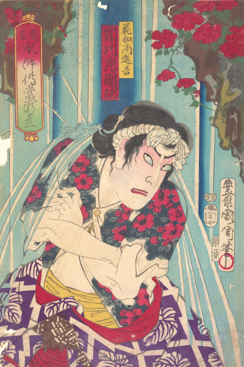 Imaginäres Porträt, Shuihuzhuan der Bühne: Toryudai Mitate Suikoden Torodai - Schauspieler Ichik..., 1875 von Toyohara Kunichika