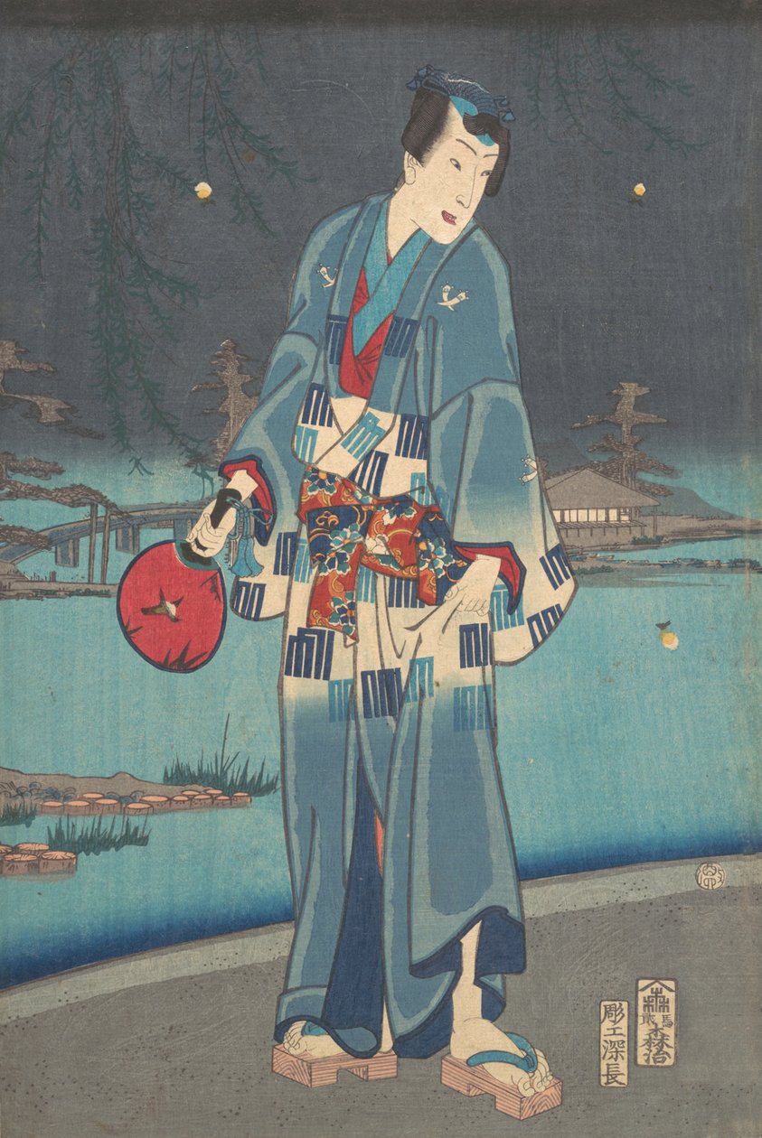 Moderner Genji - Glühwürmchen-Beobachtung Imayo genji shiken hotaru asobi, 1861 von Toyohara Kunichika
