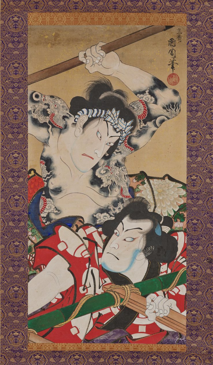 Der Kampf zwischen einem Me-Squad-Feuerwehrmann und einem Sumoringer von Toyohara Kunichika