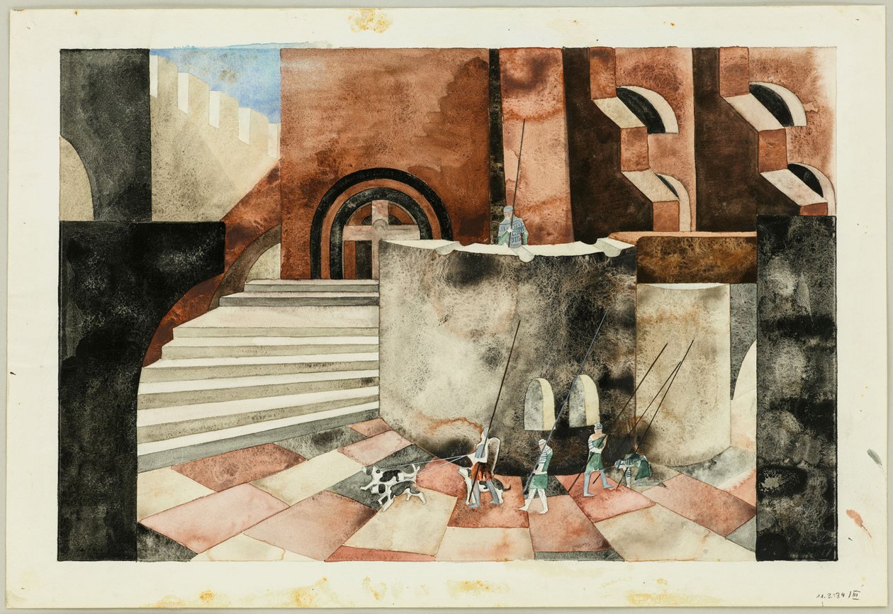 Bühnenbild für die Tragödie Die Nibelungen von Friedrich Hebbel, ca. 1934 von Traugott Müller