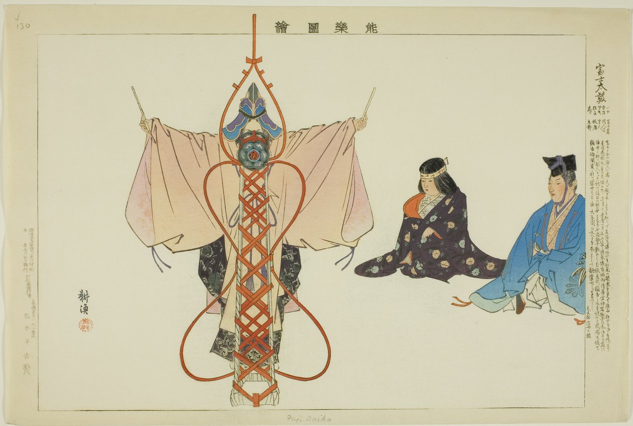Fuji Taiko, aus der Serie "Bilder von No-Aufführungen" von Tsukioka Kogyo