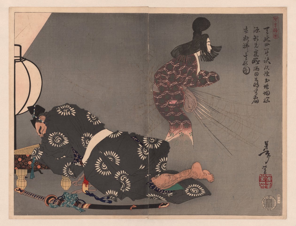 Sakata Kintoki und Tsuchigumo von Tsukioka Yoshitoshi