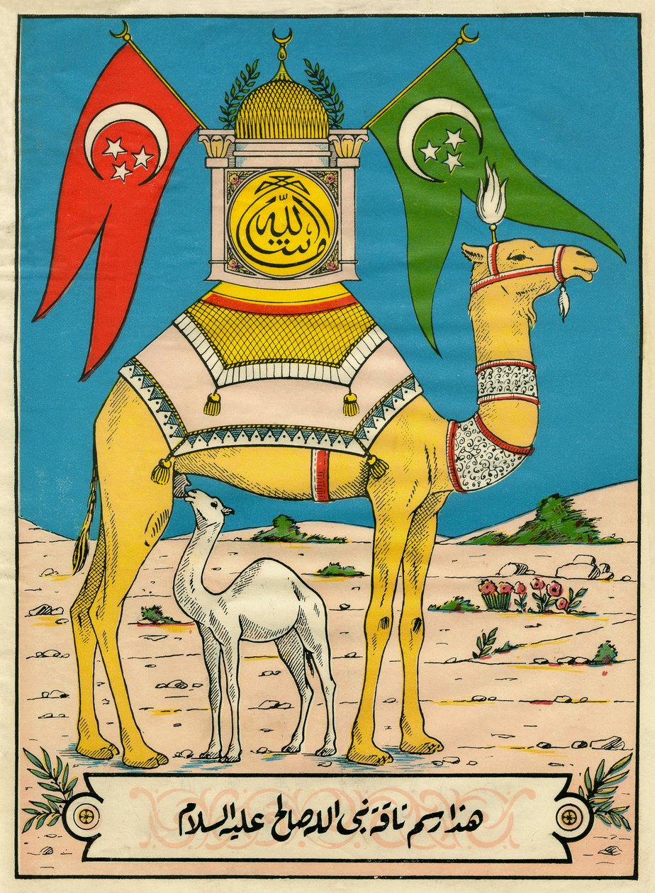 Das Kamel von Saleh, Sure 7, Vers 71: (...) dieses Kamel Gottes ist für euch ein Zeichen (...). Volksbild, Tunesien von Tunisian School