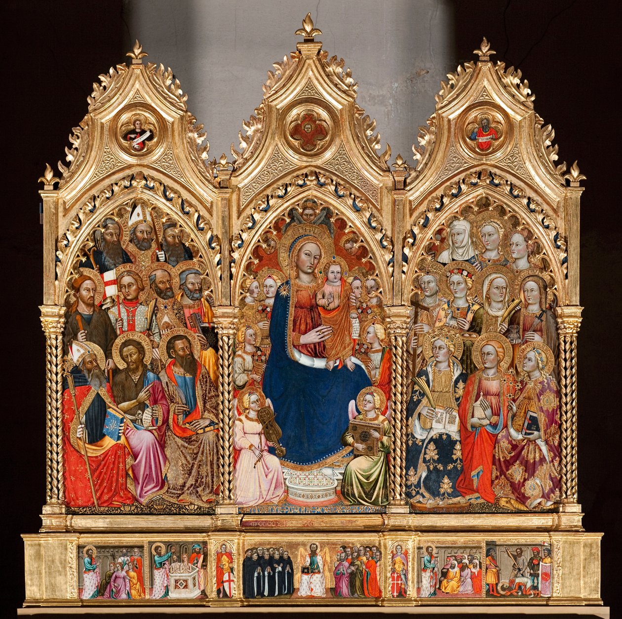 Predella mit dem Leben des Heiligen Bartholomäus, aus Jungfrau und Kind umgeben von Engeln und Heiligen (Detail) von Turino Vanni