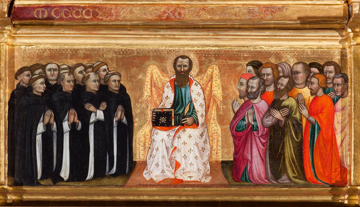 Predella mit dem Leben des hl. Bartholomäus, aus Jungfrau und Kind umgeben von Engeln und Heiligen (Öl auf Tafel) von Turino Vanni