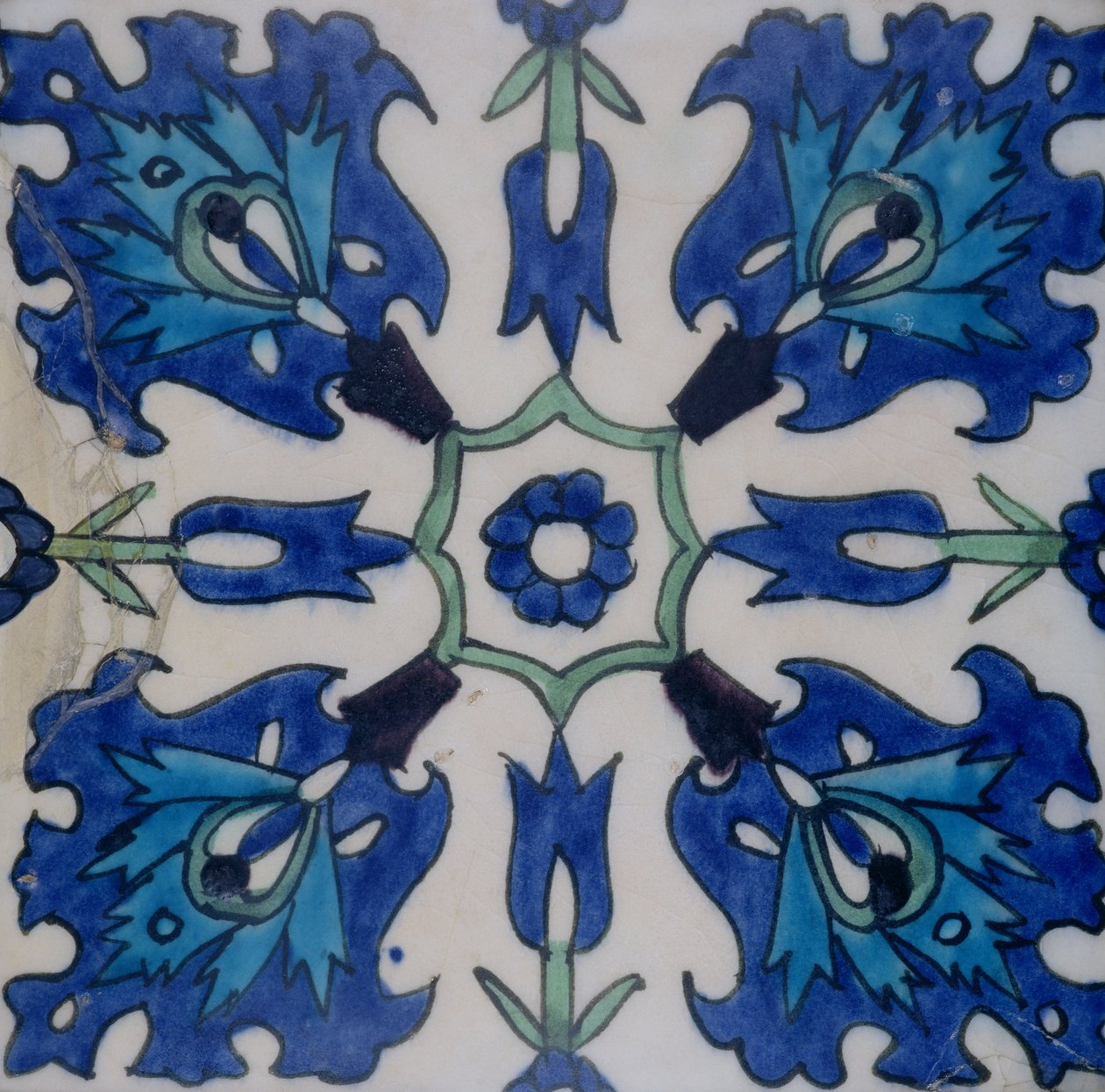 Isnik-Fliese mit Blumendesign von Turkish School
