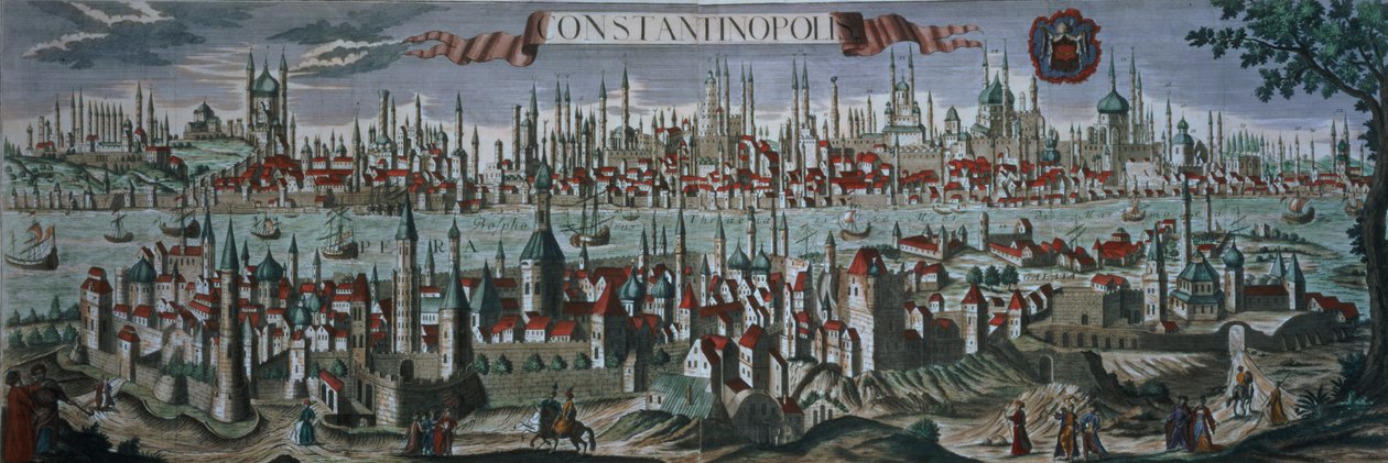 Panoramablick auf Konstantinopel, Ende des 18. Jahrhunderts von Turkish School