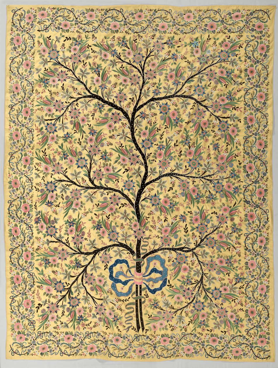 Seidenbehang mit gesticktem Lebensbaum von Turkish School