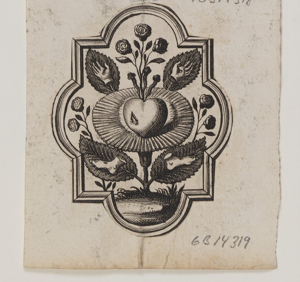 Emblem mit einem von einer Rose durchbohrten Herz von Ubekendt