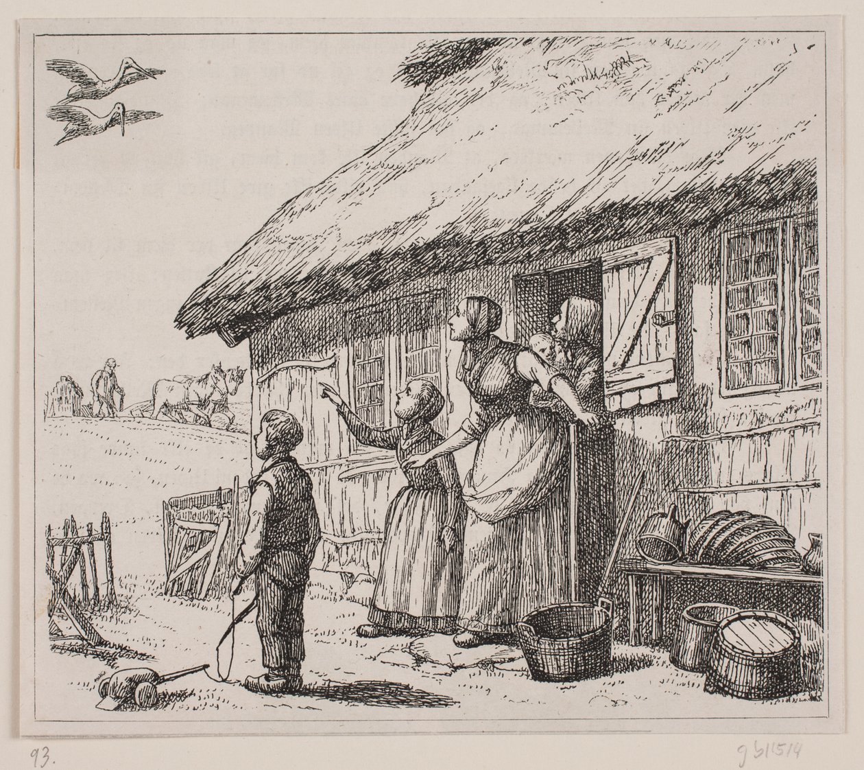 Illustration zu "Der Storch ist gekommen", Gedicht von Gotfred Rode von Ubekendt