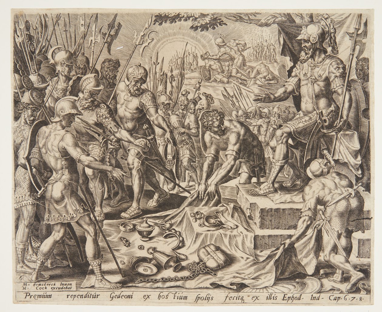 Gideon erhält einen Anteil an der Beute von Ubekendt efter Maarten van Heemskerck