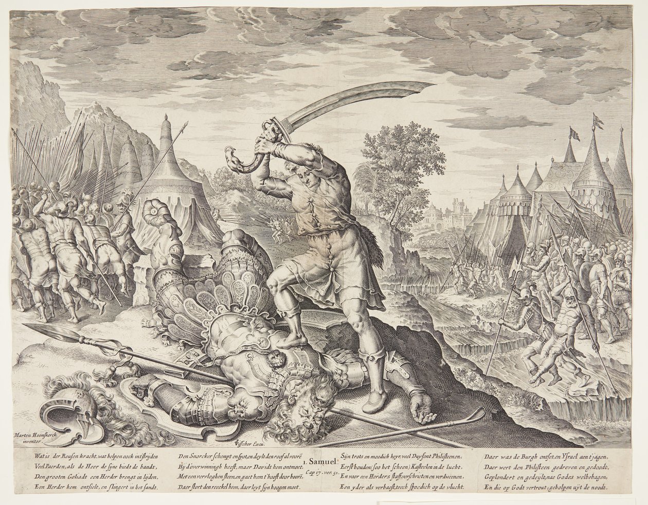 David enthauptet Goliath von Ubekendt efter ubekendt efter Maarten van Heemskerck