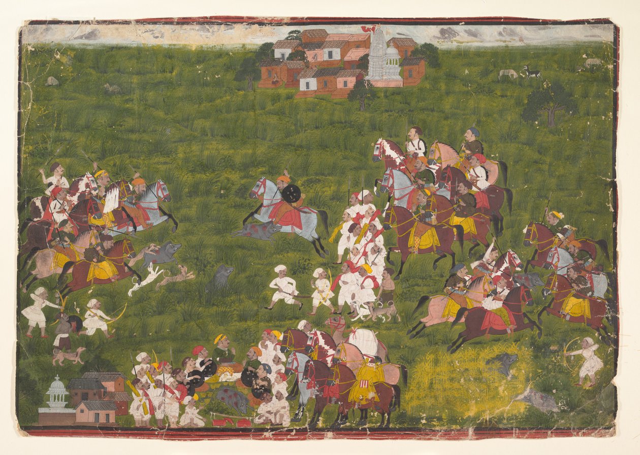 Maharana Sangram Singh jagt Wildschweine von Unbekannt Unbekannt