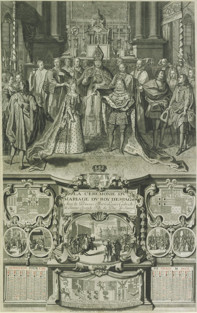 Hochzeit von Maria Luisa von Savoyen und Felipe V. von Spanien im Jahr 1701 von Unbekannt Unbekannt