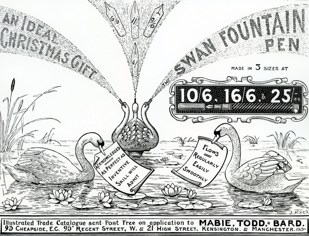 Werbung für Swan-Füllfederhalter, aus einem illustrierten Handelskatalog, ca. 1900-10 von Unbekannt Unbekannt