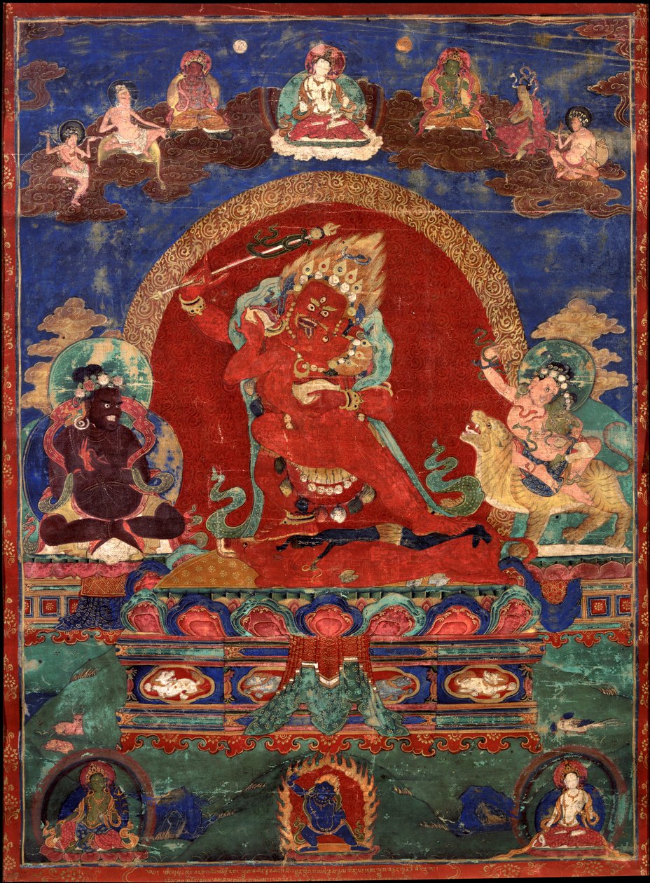 Roter Yamari flankiert von Virupa und Dombi Heruka von Unbekannt Unbekannt