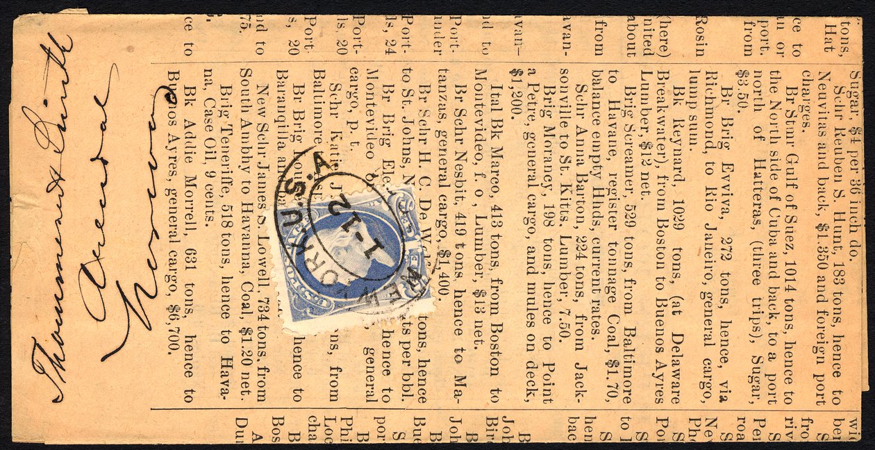 1c Franklin Drucksachentarifumschlag, 12. Januar 1884 von Unbekannt
