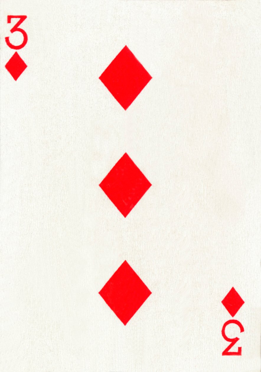 3 der Karo aus einem Kartenspiel von Goodall & Son Ltd., ca. 1940 von Unbekannt