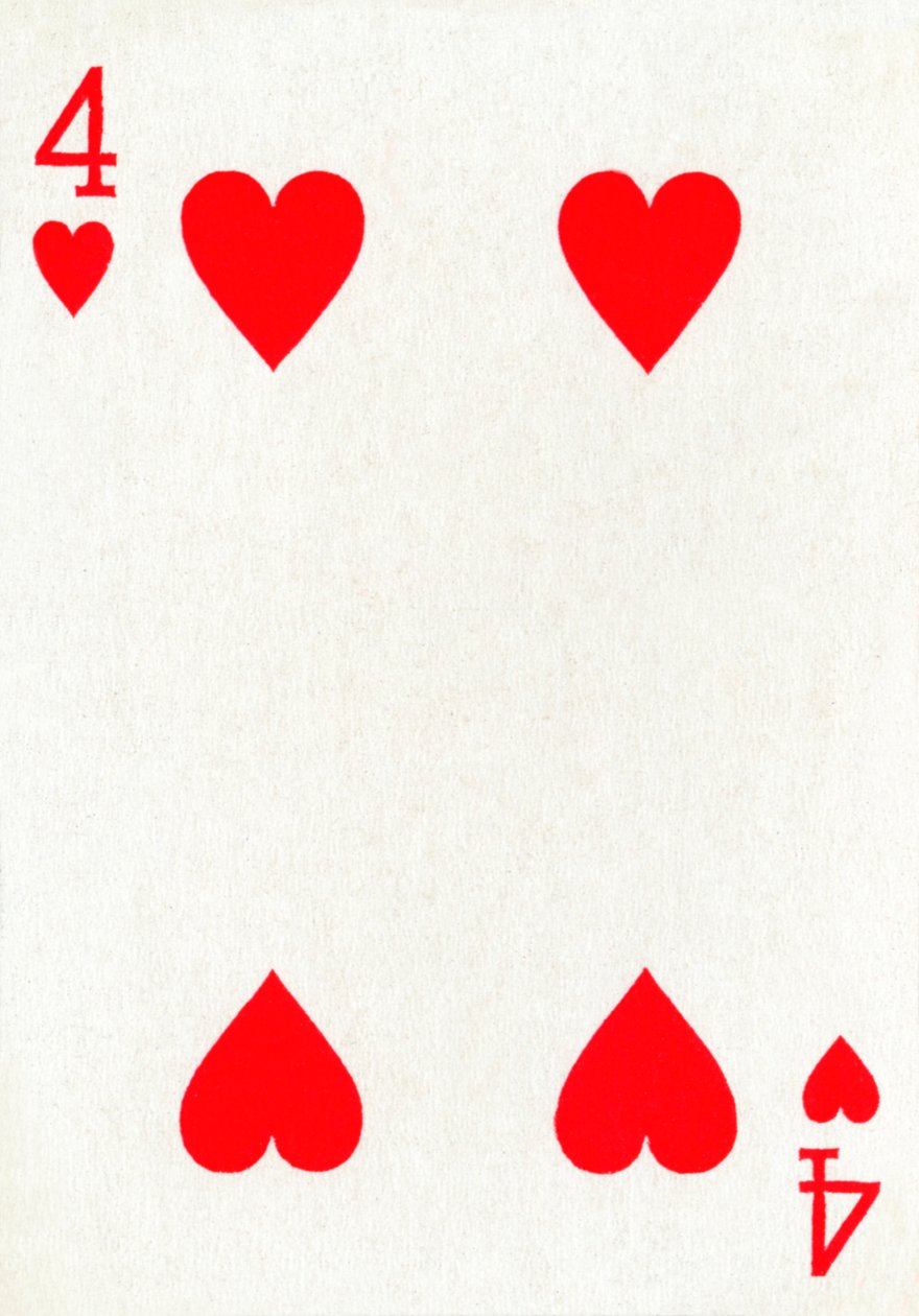 4 der Herzen aus einem Kartenspiel von Goodall & Son Ltd. von Unbekannt