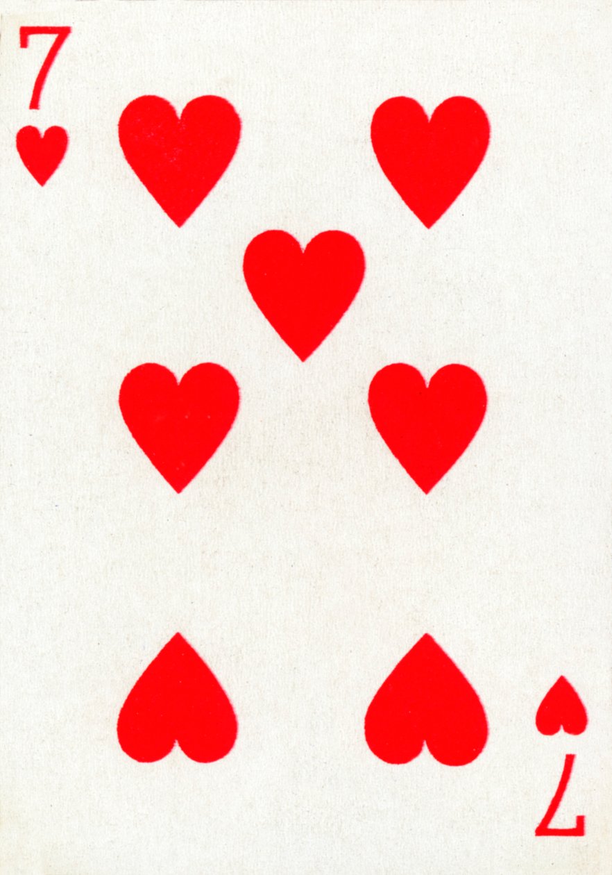 7 der Herzen aus einem Kartenspiel von Goodall & Son Ltd., ca. 1940 von Unbekannt